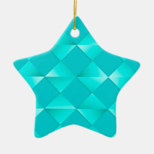 Ornement En Céramique Diamants satinés du milieu du siècle - turquoise &