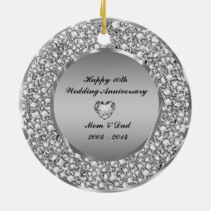 Ornement En Céramique Diamonds et Silver 10th Wedding Anniversary