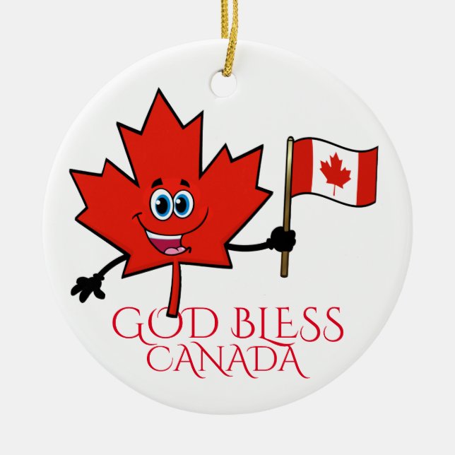 Ornement en céramique Dieu Béni Canada (Devant)