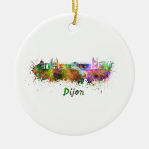 Ornement En Céramique Dijon skyline in watercolor