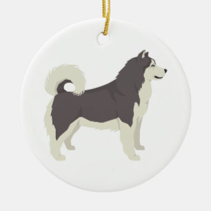 Ornement en céramique d'illustration de Malamute