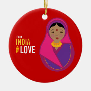 Ornement En Céramique D'Inde avec le souvenir d'adoption d'amour