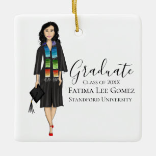 Ornement En Céramique Diplômé Avec Serape Casquette Grad Et Gown