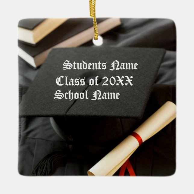 Ornement En Céramique Diplôme de Casquette personnalisé (Devant)