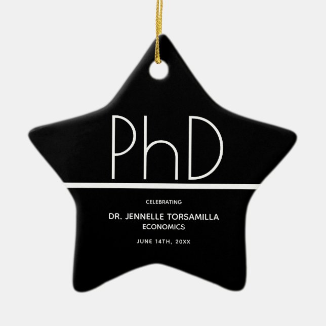 Ornement En Céramique Diplôme de doctorat Black Keepsaké Graduation (Devant)