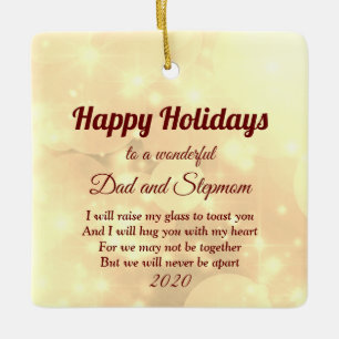 Ornement En Céramique Distance Happy Holidays Papa et StepMom