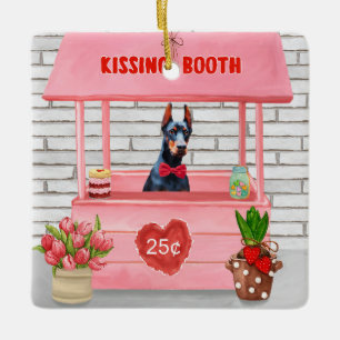 Ornement En Céramique Doberman Chien Valentine's Day Kissing Booth