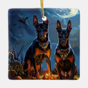 Ornement En Céramique Doberman Halloween Épouvantable