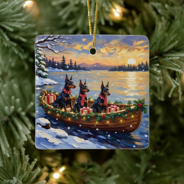 Ornement En Céramique Doberman Pinscher Christmas Boat Holiday (Arbre)