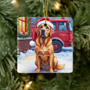 Ornement En Céramique Dogue de Bordeaux Caserne de pompiers Chapeau de P