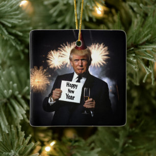 Ornement En Céramique Donald Trump célèbre le style du Nouvel An