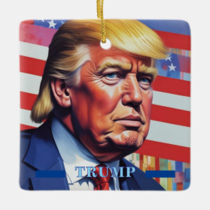 Ornement En Céramique Donald Trump Pop Art
