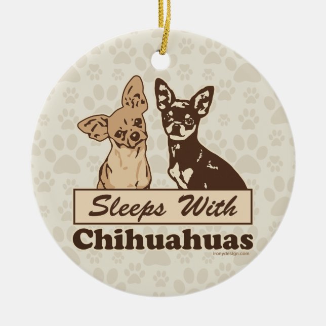 Ornement En Céramique Dors Avec Chihuahuas (Devant)