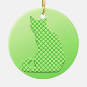 Ornement En Céramique Dotty Chat - teintes vert citron