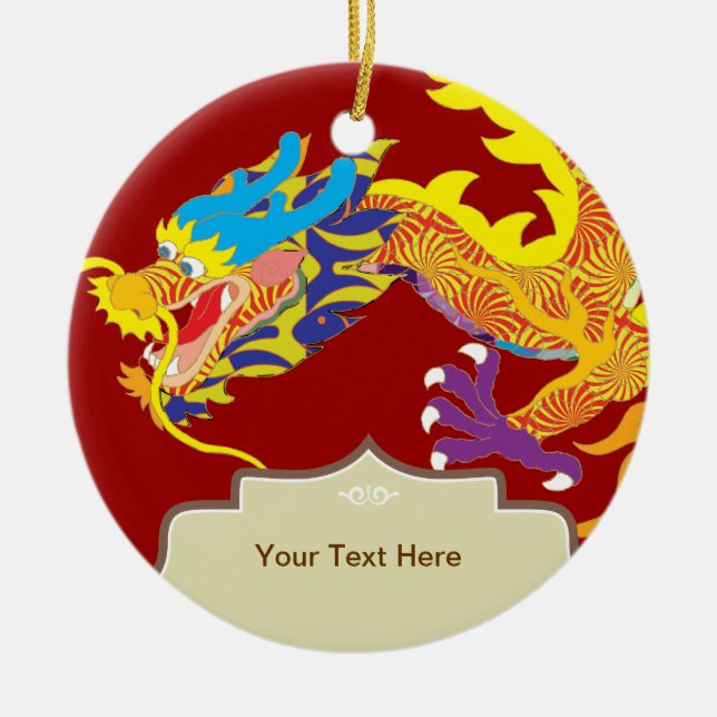 Ornement En Céramique Dragon chanceux de Chinois de charme (Devant)