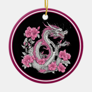 Ornement en céramique Dragon Fleur
