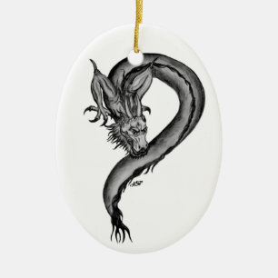 Ornement En Céramique Dragon noir et blanc