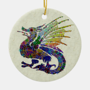 Ornement En Céramique Dragon orné de bijoux