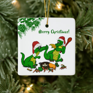 Ornement En Céramique Dragons - Joyeux Noël ! - aujourd'hui je vais cuis