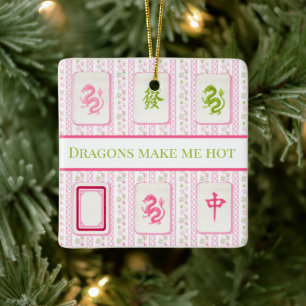 Ornement En Céramique Dragons Mahjong Prépa Me Rendent Chaud Drôle