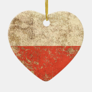 Ornement En Céramique Drapeau âgé rugueux de polonais de cru