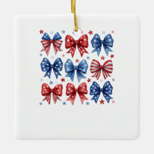 Ornement En Céramique Drapeau américain Coquette Coquette Bow 4 juillet