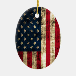 Ornement En Céramique Drapeau américain grunge affligé