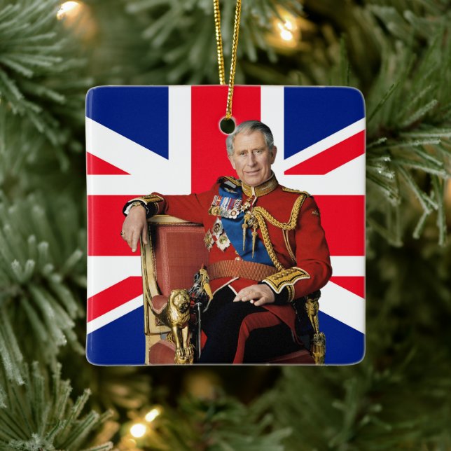 Ornement En Céramique Drapeau britannique King Charles III Salutation de (Arbre)