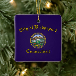 Ornement En Céramique Drapeau de Bridgeport, Connecticut