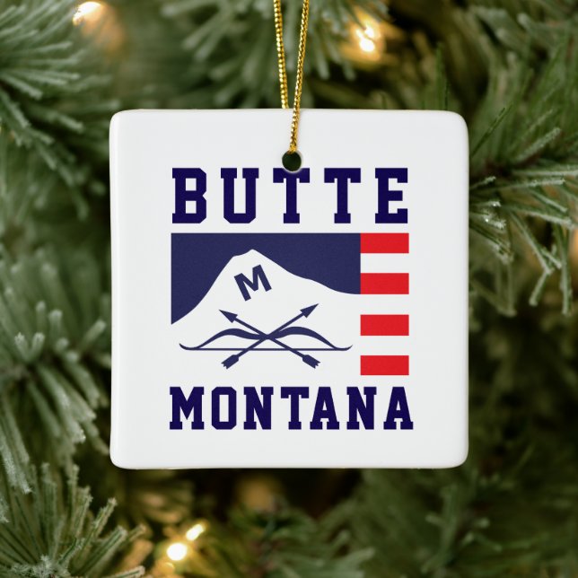 Ornement En Céramique Drapeau de Butte, Montana (Arbre)