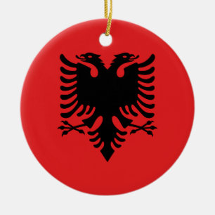 Ornement En Céramique Drapeau de l'Albanie - le Flamuri i Shqipërisë