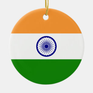 Ornement En Céramique Drapeau de l'Inde. Bharat Ganrajya