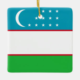 Ornement En Céramique Drapeau de l'Ouzbékistan