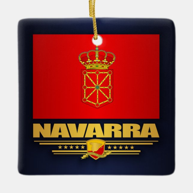 Ornement En Céramique Drapeau de Navarre (Devant)