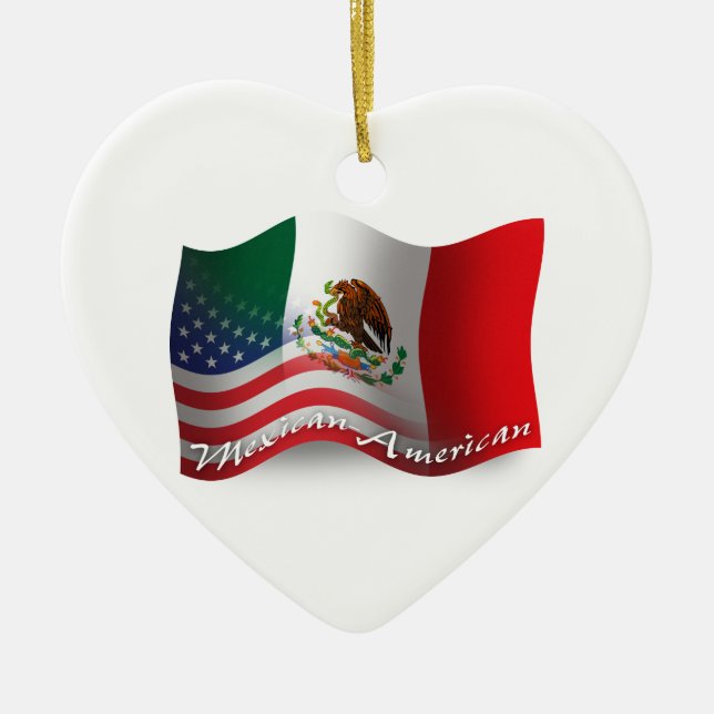Ornement En Céramique Drapeau de ondulation mexico-américain (Devant)