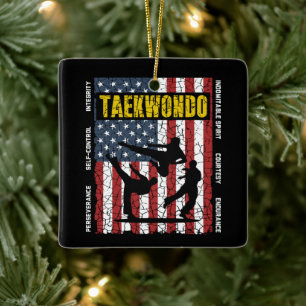 Ornement En Céramique Drapeau de Taekwondo Self Control American Martial