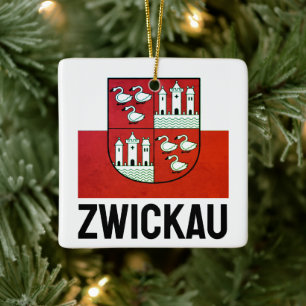 Ornement En Céramique Drapeau de Zwickau, Allemagne