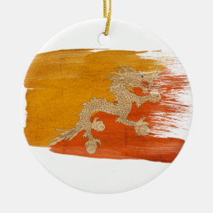 Ornement En Céramique Drapeau du Bhutan