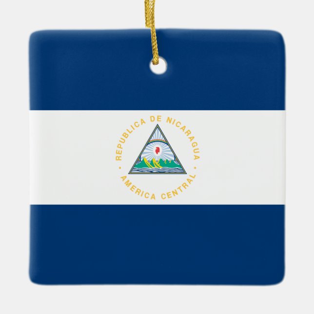 Ornement En Céramique Drapeau du Nicaragua (Nicaragua) (Devant)