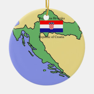 Ornement En Céramique Drapeau et carte de la Croatie