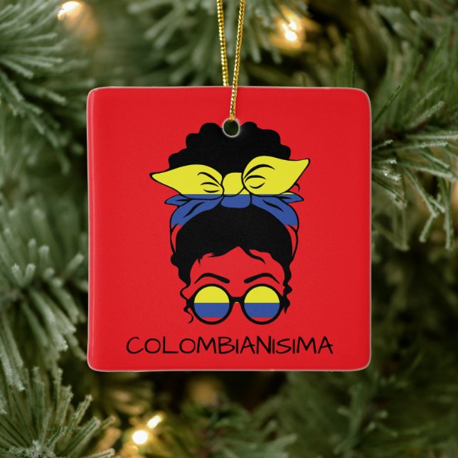 Ornement En Céramique Drapeau féminin colombien CUTE COLOMBIANISIMA (Arbre)