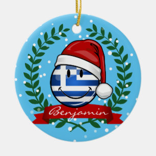 Ornement En Céramique Drapeau grec style Noël