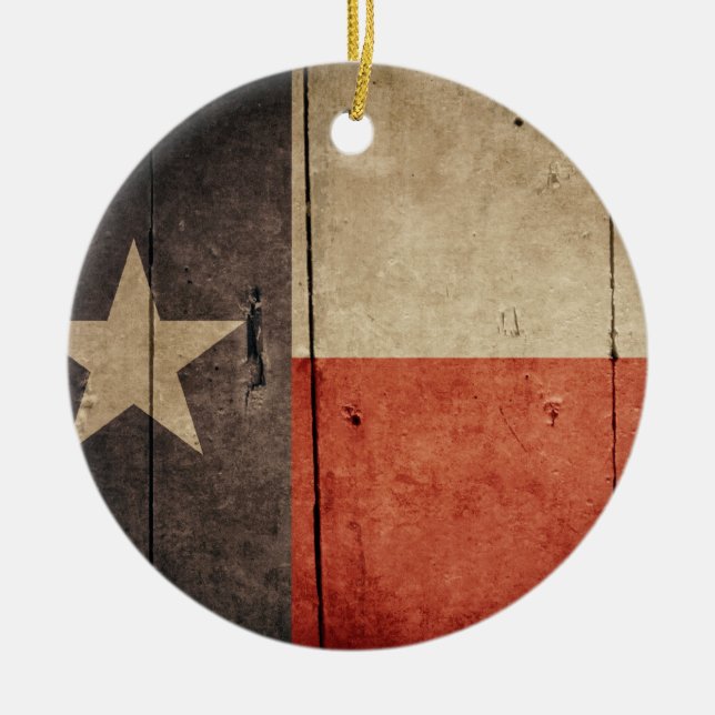 Ornement En Céramique Drapeau robuste de Wood Texas (Devant)