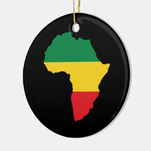 Ornement En Céramique Drapeau vert, or et Afrique rouge
