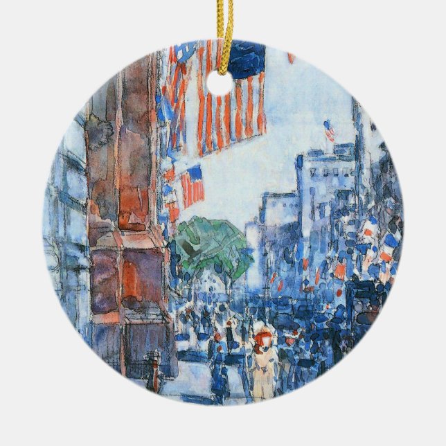 Ornement En Céramique Drapeaux Cinquième Avenue par Childe Hassam, Art V (Devant)