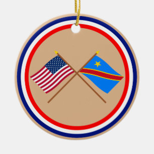 Ornement En Céramique Drapeaux croisés de République Democratic des US