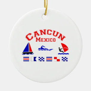 Ornement En Céramique Drapeaux de signal de Cancun Mexique