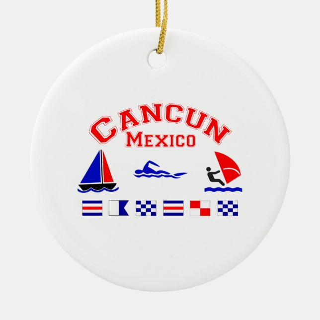 Ornement En Céramique Drapeaux de signal de Cancun Mexique (Devant)