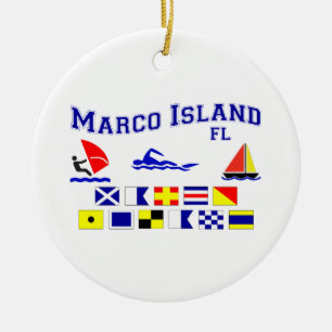 Ornement En Céramique Drapeaux de signal de FL d'île de Marco