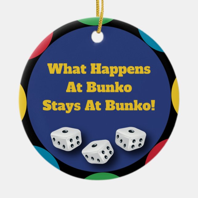 Ornement En Céramique Drôle Bunko Dice Jeu cadeau de vacances (Devant)